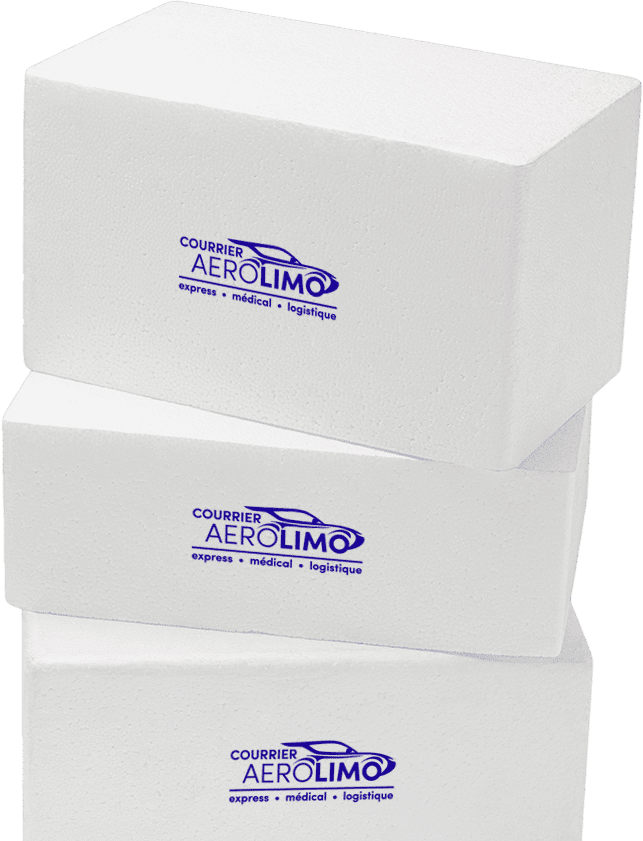 Styrofoam boxes with AeroLimo logo